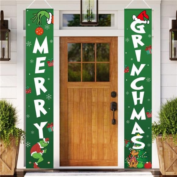 Christmas Decor Merry Grinchmas Banner |  72 x 12 Inches, Door Grinch Decor - Picture 5 of 7